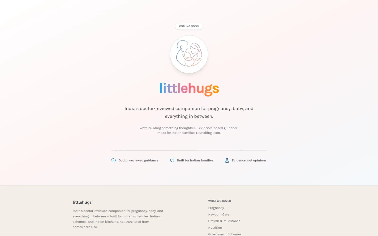littlehugs — screenshot of the design