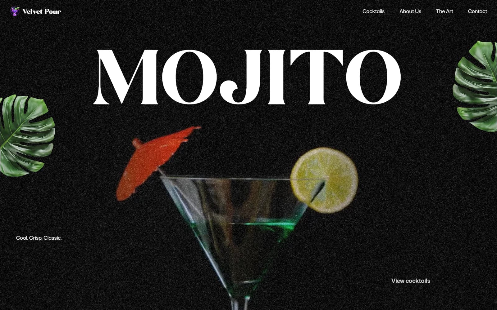 Velvet Pour — screenshot of the design