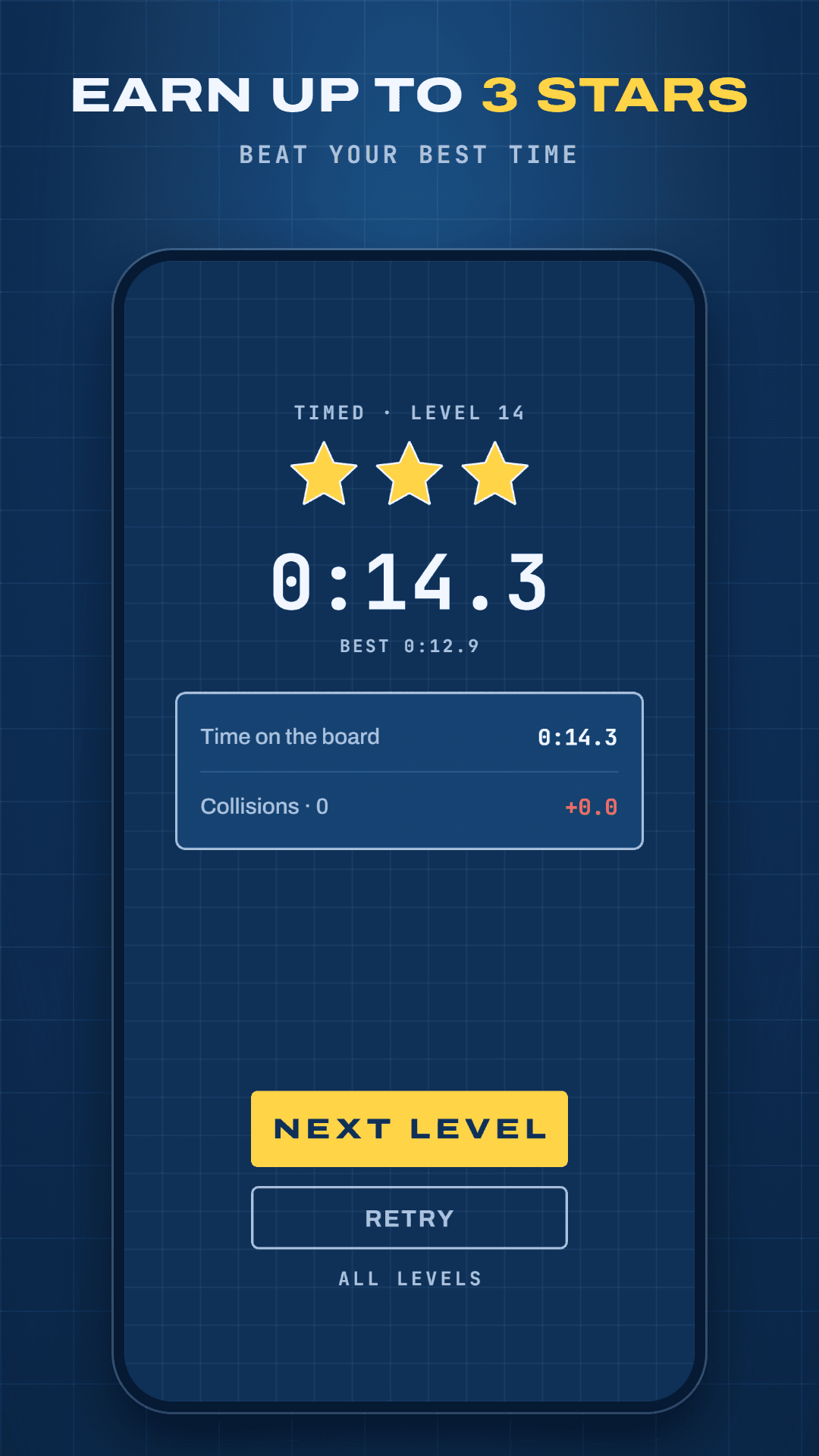 Timed result with three stars
