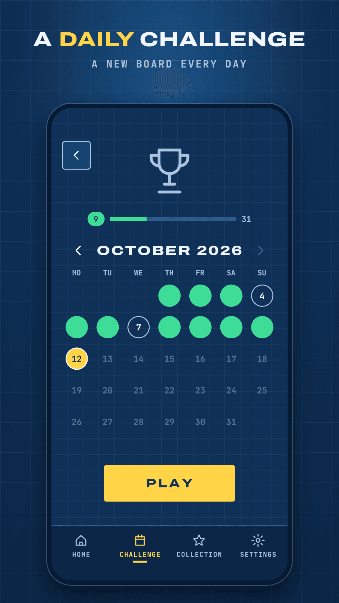 The daily challenge calendar
