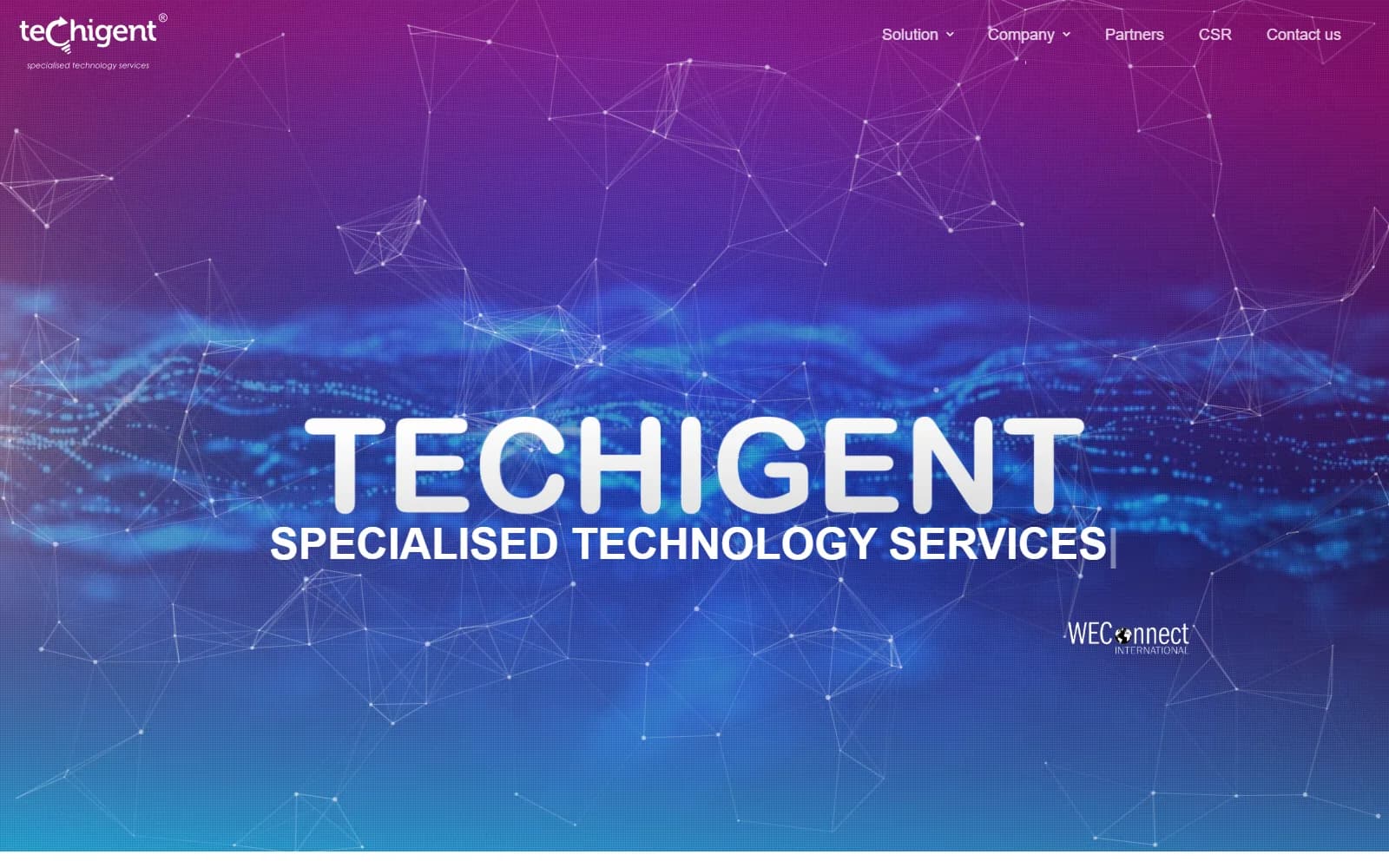 Techigent's existing site, captured 26 October 2026